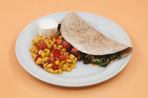  Bean Taco with Red Peppers & Corn plated 