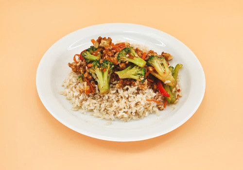  Vegetarian Stirfry on a plate of rice 